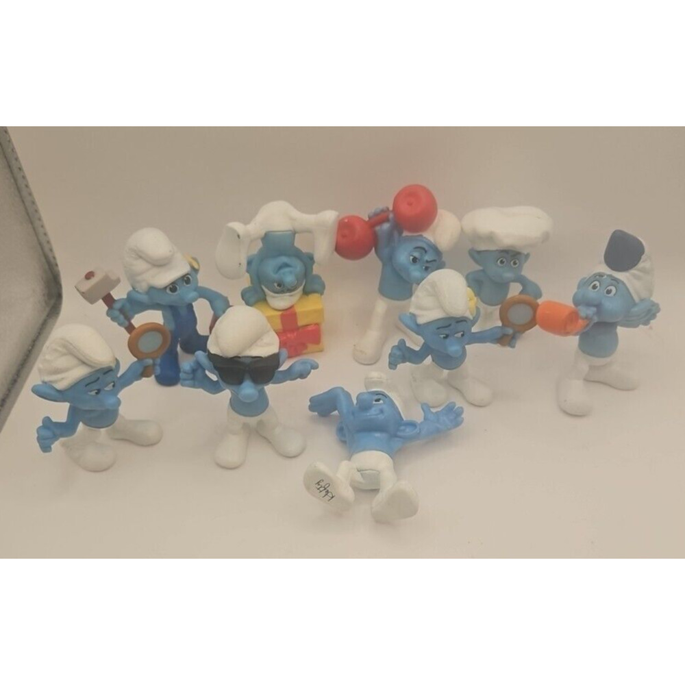 LOT OF 9 Smurfs 2 Movie Smurf McDonald's Happy Meal Toy 2013 Cake Topper PVC